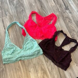 Lace Bralette Set - Mint, Pink, Black